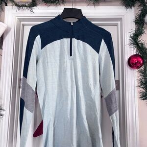Smartwool Thermal Merino Base Layer Color Block  1/4 Zip Top
